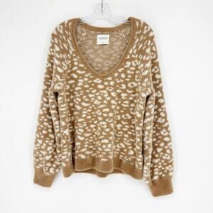Abercrombie & Fitch Soft V-Neck Leopard Sweater Size Large